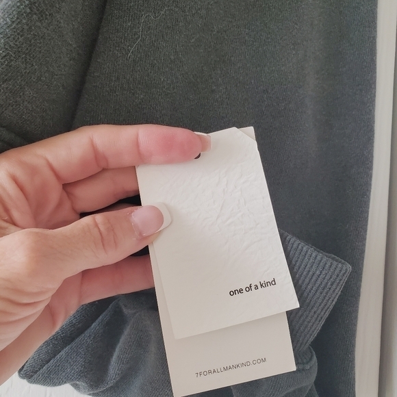 7FAMK 7 For All Mankind Women's Cropped Ruffle Shoulder Dark Gray Sweatshirt - Picture 8 of 14